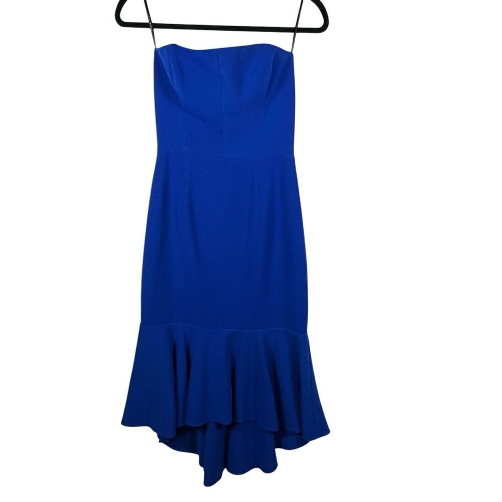 Black Halo Strapless Dress Blue Ruffle Hem Women’s Size 6 Formal Cocktail Formal